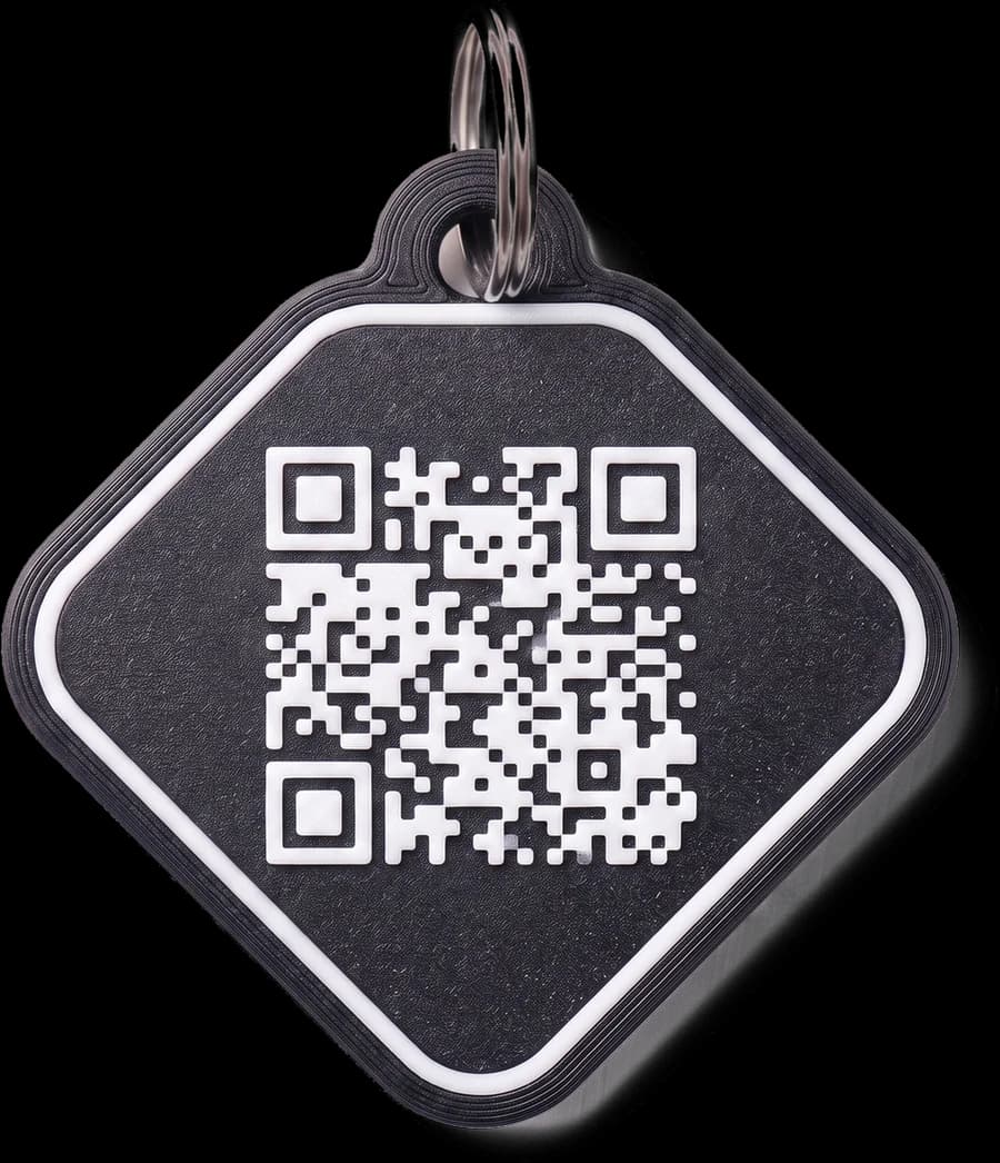 Verso da tag Guizo, com o QR code para celulares sem aproximação